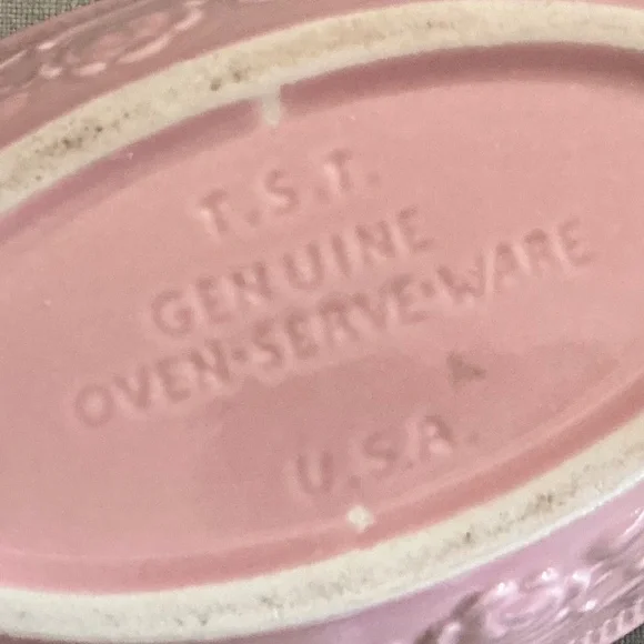Vintage Taylor Smith Taylor TST Genuine Oven Serve Ware Pink Bowls USA Set of 2 - Picture 5 of 15